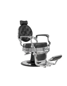 Vintage Moretti Barber Sessel SCHWARZ-SILBER