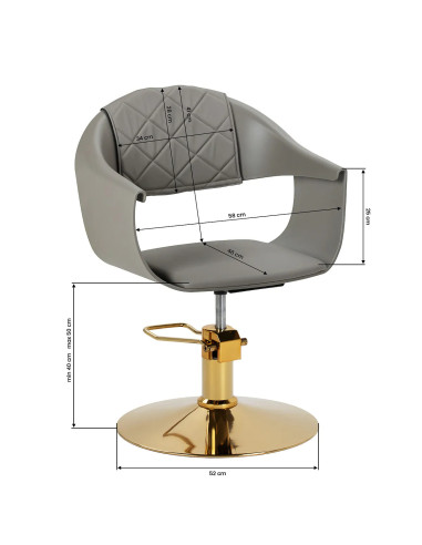 Fauteuil de coiffure ASTORIA Gris & Gold – Élégance Professionnelle et Confort Premium 