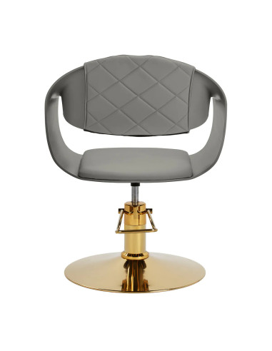Cadeira de cabeleireiro ASTORIA, cinza e dourada – Elegância profissional e conforto premium