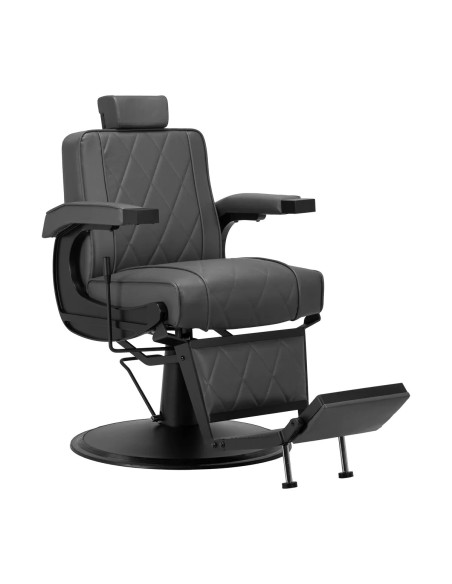 Poltrona barbiere Diamond, nera e grigia: design moderno ed ergonomia professionale 