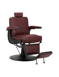 Cadeira de barbeiro Diamond Steel, cor Bordeaux Black – Luxo e conforto profissional