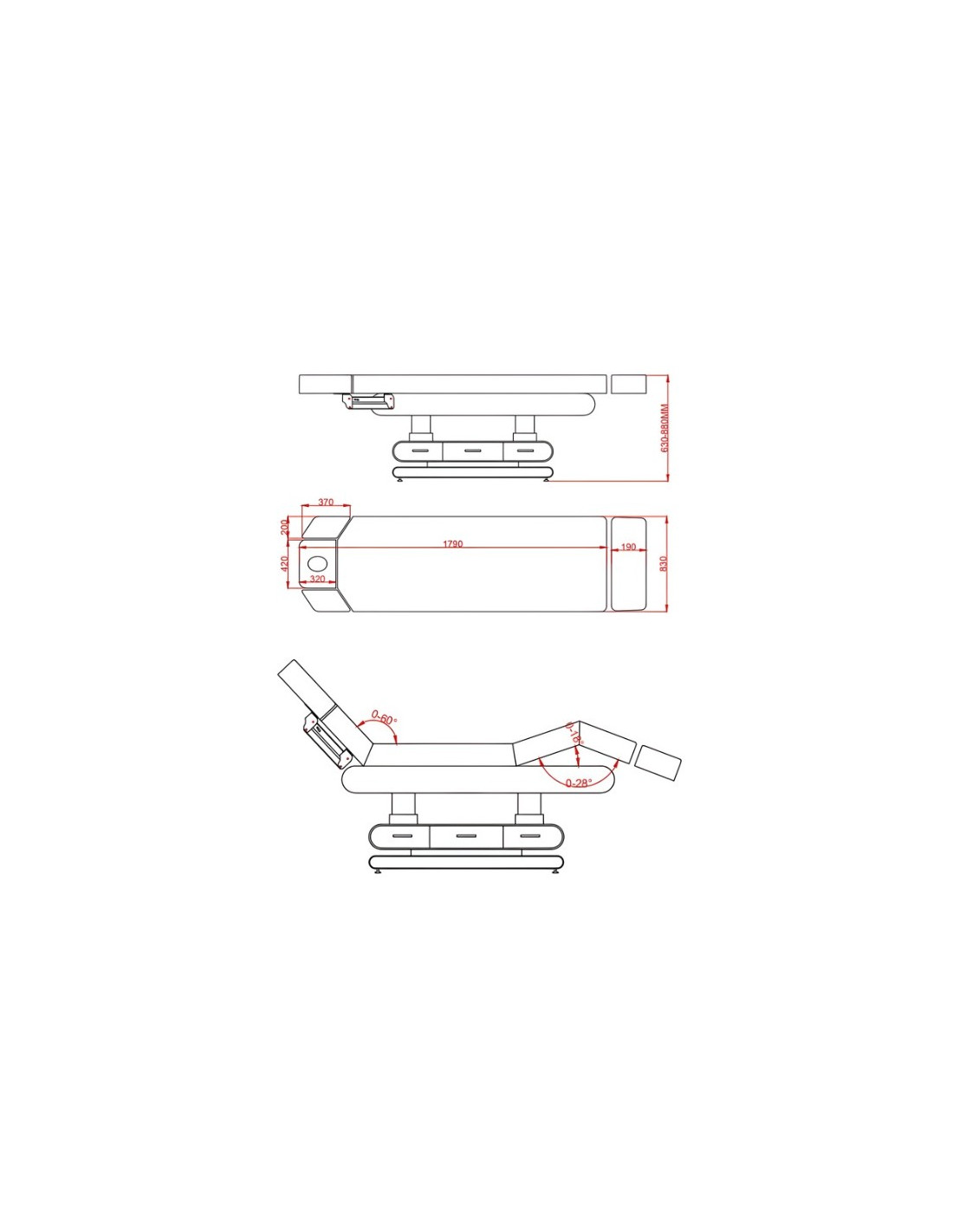 Elektrische Massageliege mit 4 Motoren, beheizt, LED, beige | Pro