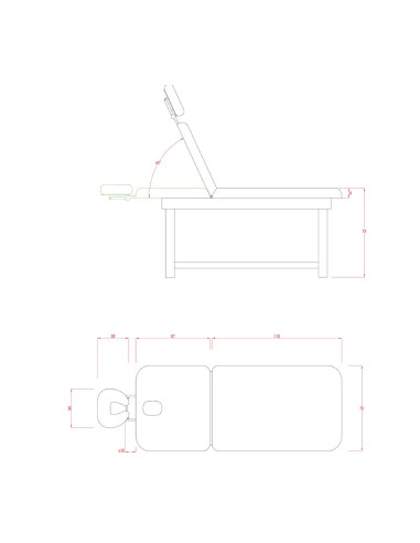 Table de soins fixe ROMBO bois wengé 2 sections | Pro