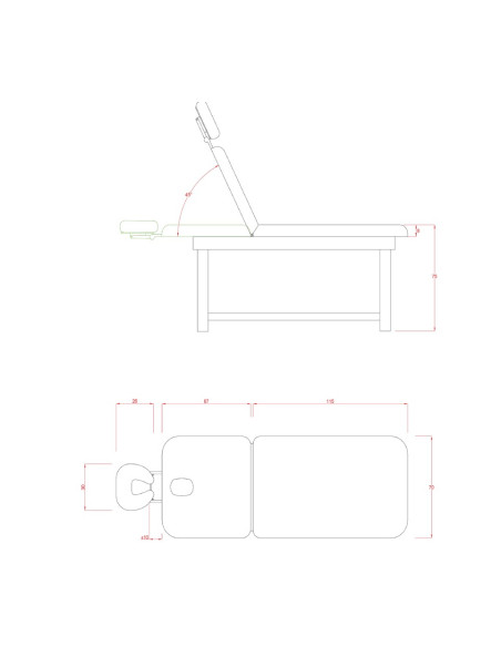 Camilla fija ROMBO en madera wengué, 2 cuerpos | Pro