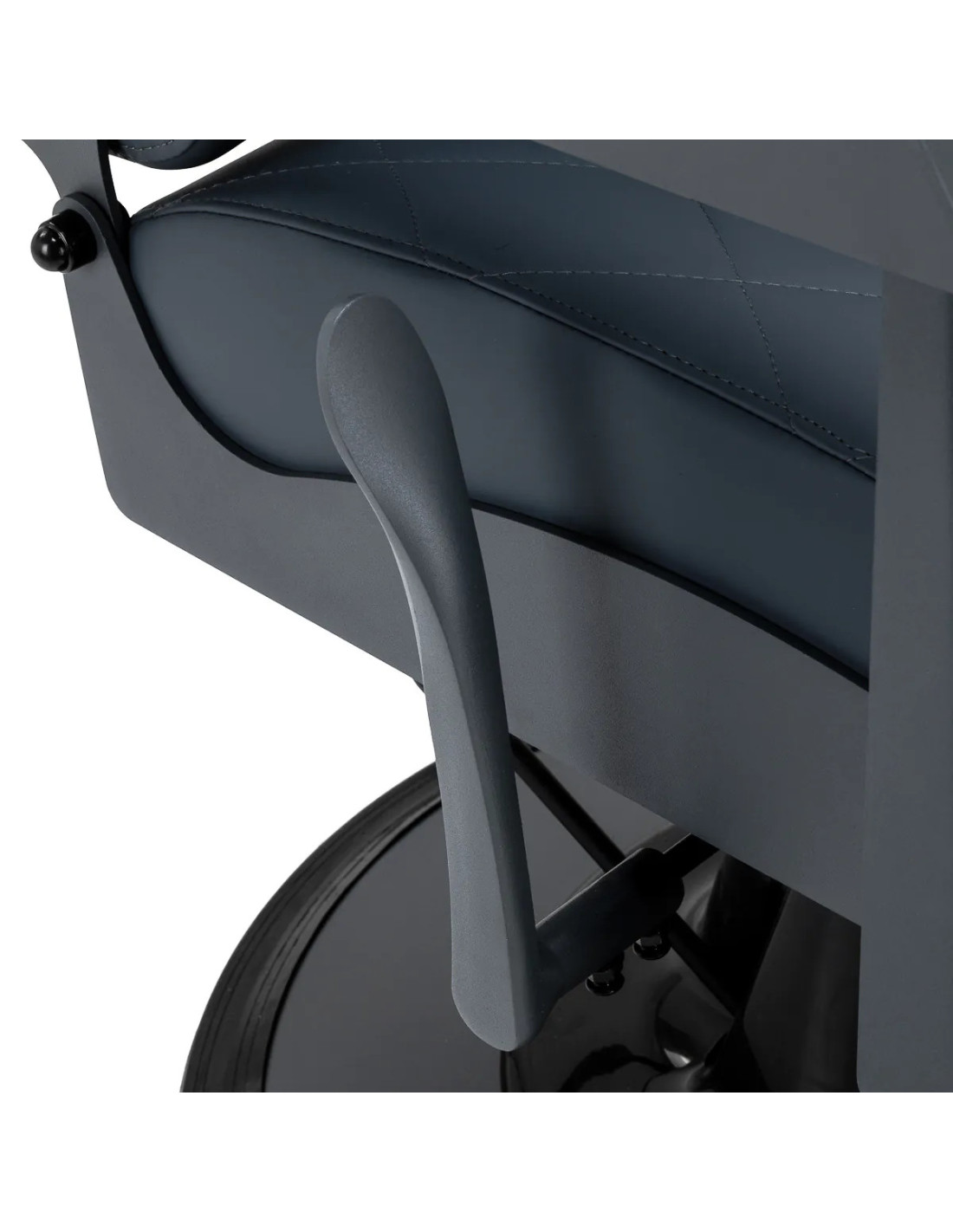 Fotel barberski NOVARA Graphite – hydrauliczny obrotowy i odchylany oparcie 