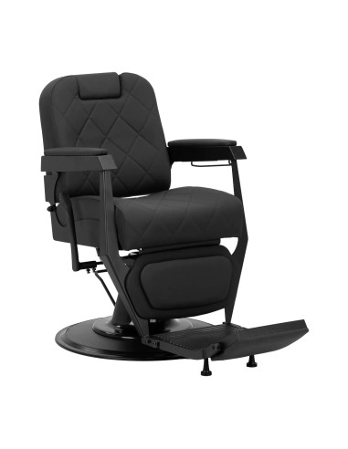 Sillón de barbero NOVARA, color negro y grafito – Respaldo giratorio y reclinable hidráulico