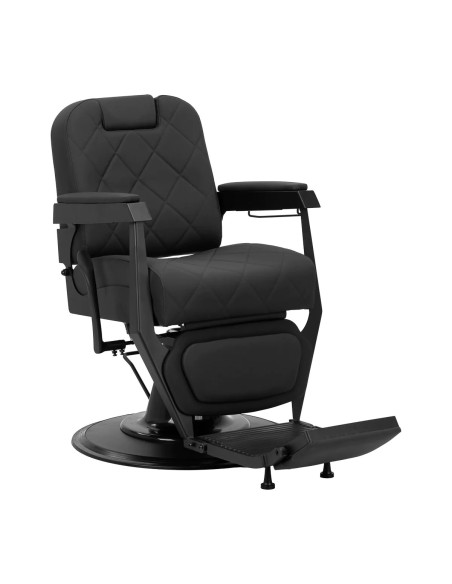 Fauteuil Barbier NOVARA Noir & Graphite – Hydraulique Rotatif & Dossier Inclinable 