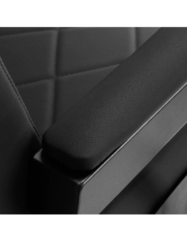 Sillón de barbero NOVARA, color negro y grafito – Respaldo giratorio y reclinable hidráulico 
