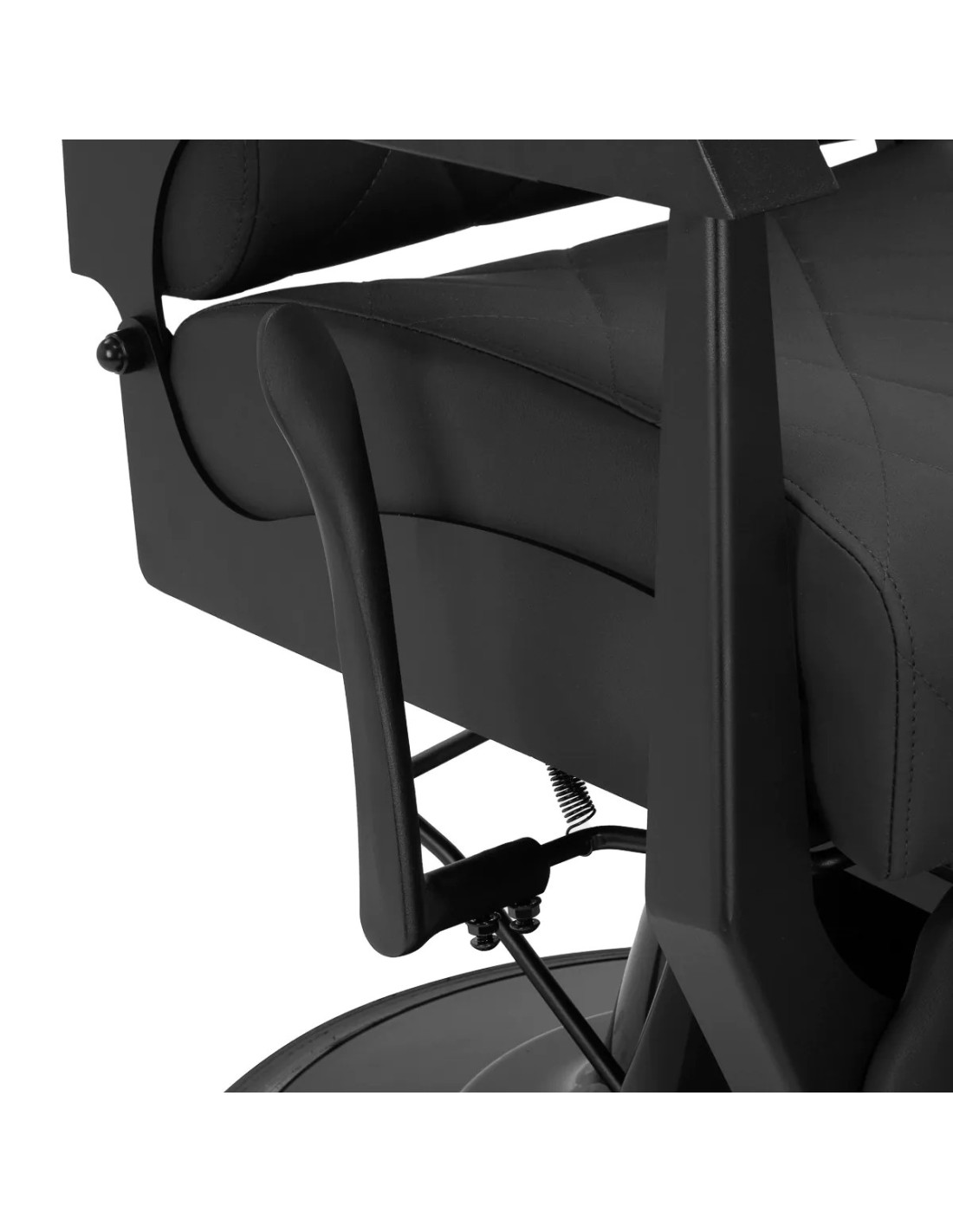 Sillón de barbero NOVARA, color negro y grafito – Respaldo giratorio y reclinable hidráulico 