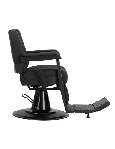 Sillón de barbero NOVARA, color negro y grafito – Respaldo giratorio y reclinable hidráulico 