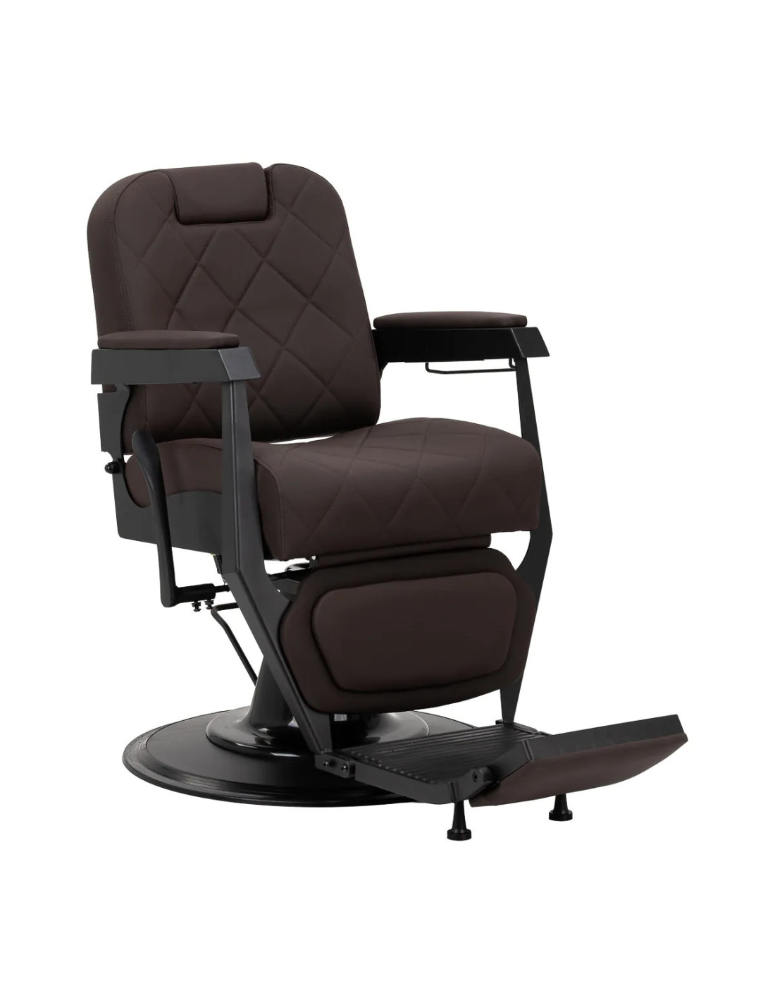 Fauteuil Barbier NOVARA Noir & Graphite – Hydraulique Rotatif & Dossier Inclinable 