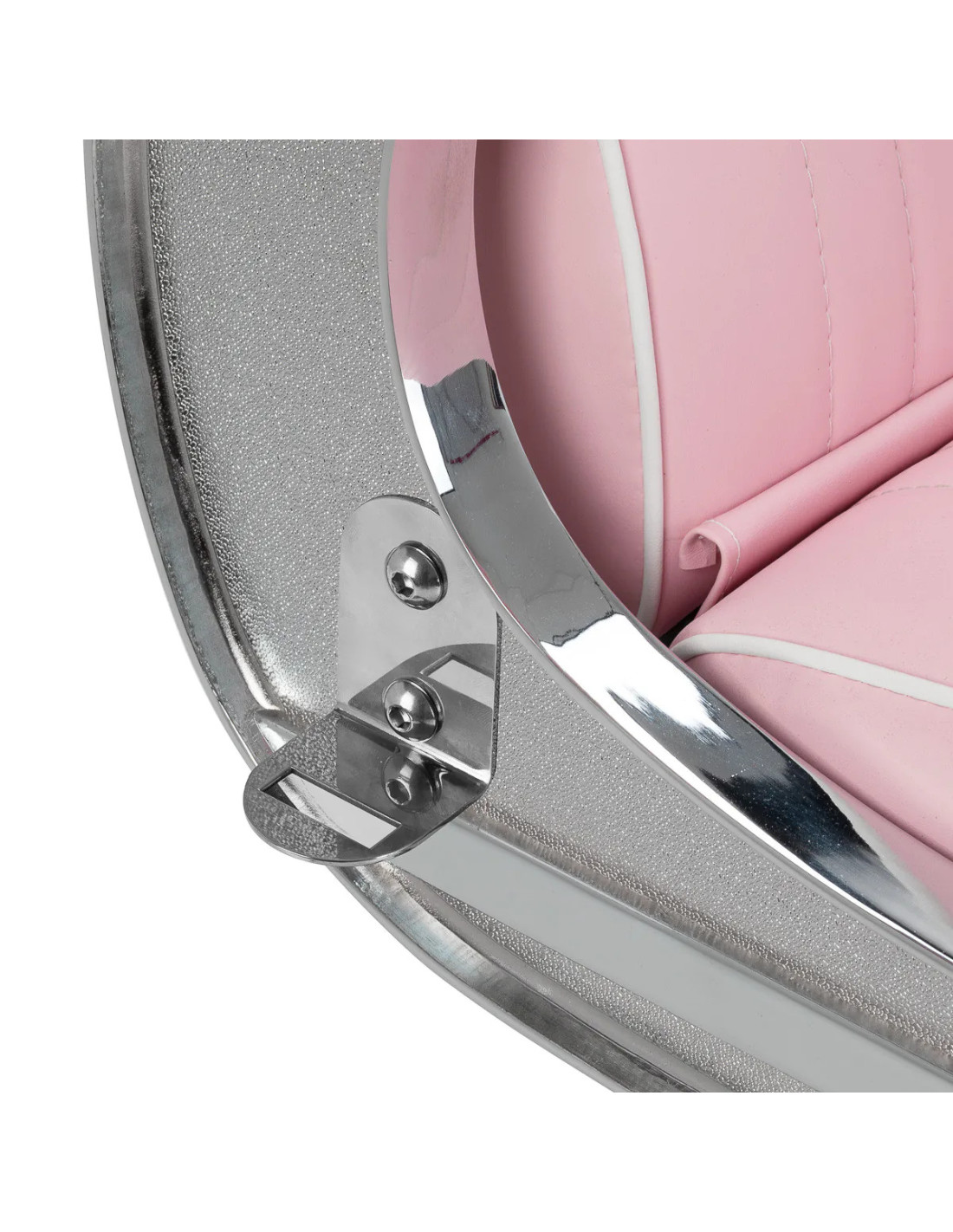 Sillón de barbero SALVATORE, rosa y cromada – Reclinable hidráulicamente Pro 
