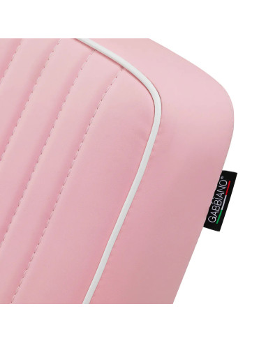 SALVATORE Fotel barberski , roze en chroom – hydraulisch verstelbare professionele stoel 