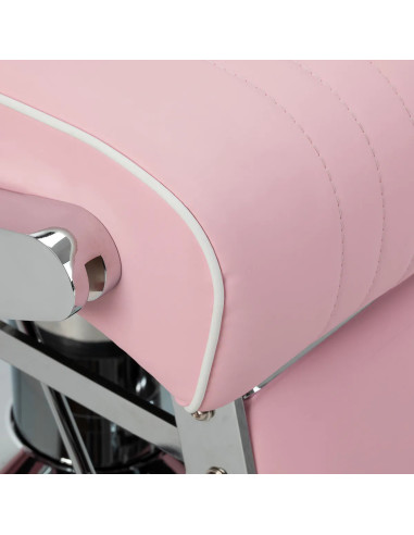 SALVATORE Poltrona barbiere , rosa e cromata – Reclinabile idraulicamente Pro 