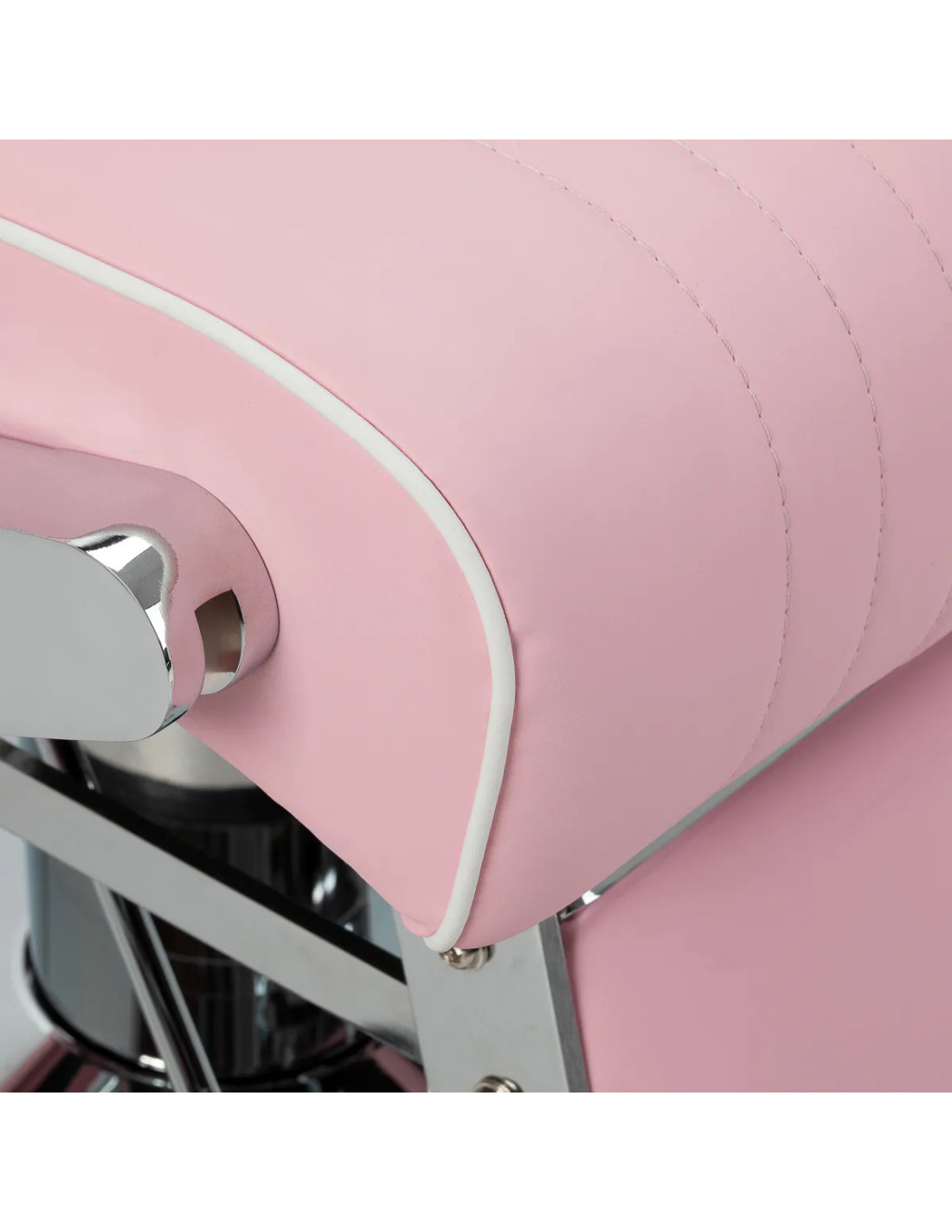 Cadeira de barbeiro Salvatore, rosa e cromada – Reclinável hidráulica profissional 