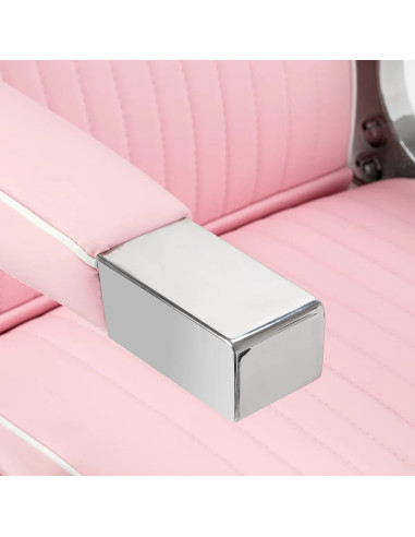 SALVATORE Fotel barberski , roze en chroom – hydraulisch verstelbare professionele stoel 