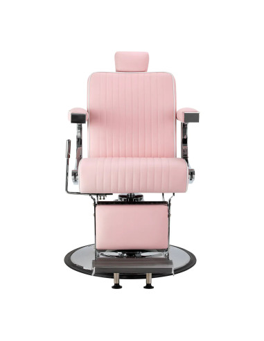 Fauteuil Barbier SALVATORE Rose & Chrome – Hydraulique Inclinable Pro 