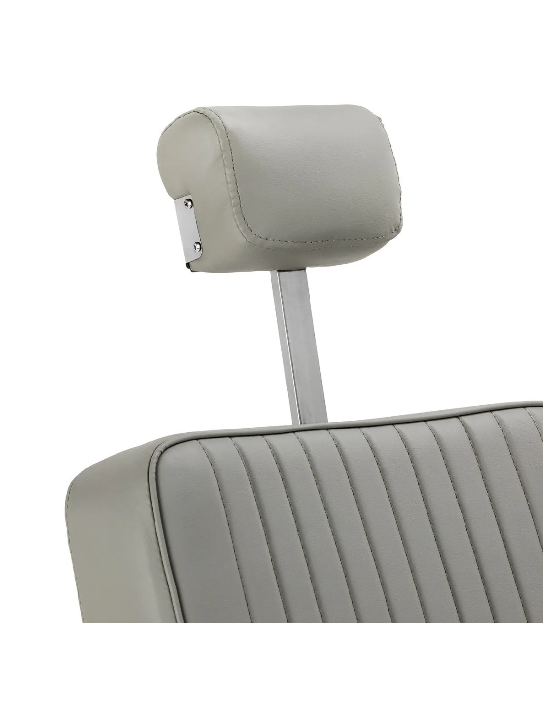 Sillón de barbero SALVATORE, gris y cromada – Reclinación hidráulica Pro 