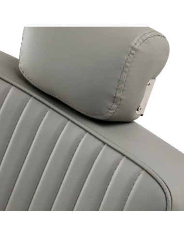 Sillón de barbero SALVATORE, gris y cromada – Reclinación hidráulica Pro 