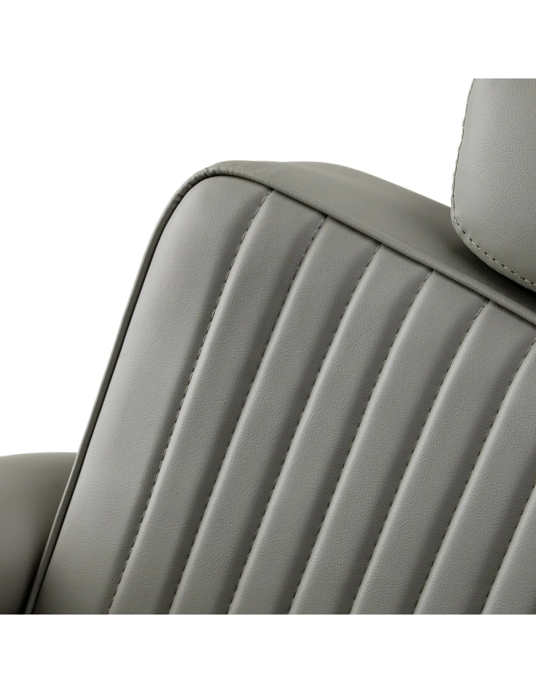 Sillón de barbero SALVATORE, gris y cromada – Reclinación hidráulica Pro 