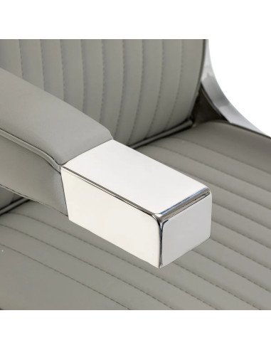 SALVATORE Poltrona barbiere , grigia e cromata – Reclinabile idraulicamente Pro 