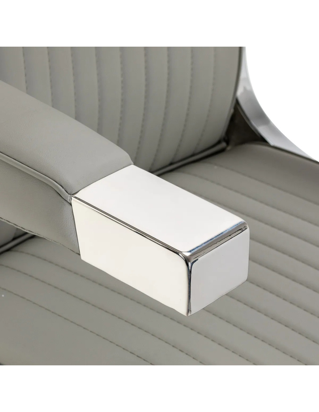 Fotel barberski SALVATORE, szary i chromowany – hydrauliczny rozkładany fotel Pro 