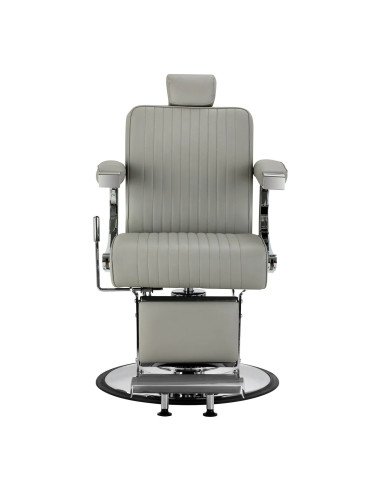 Fauteuil Barbier SALVATORE Gris & Chrome – Hydraulique Inclinable Pro 