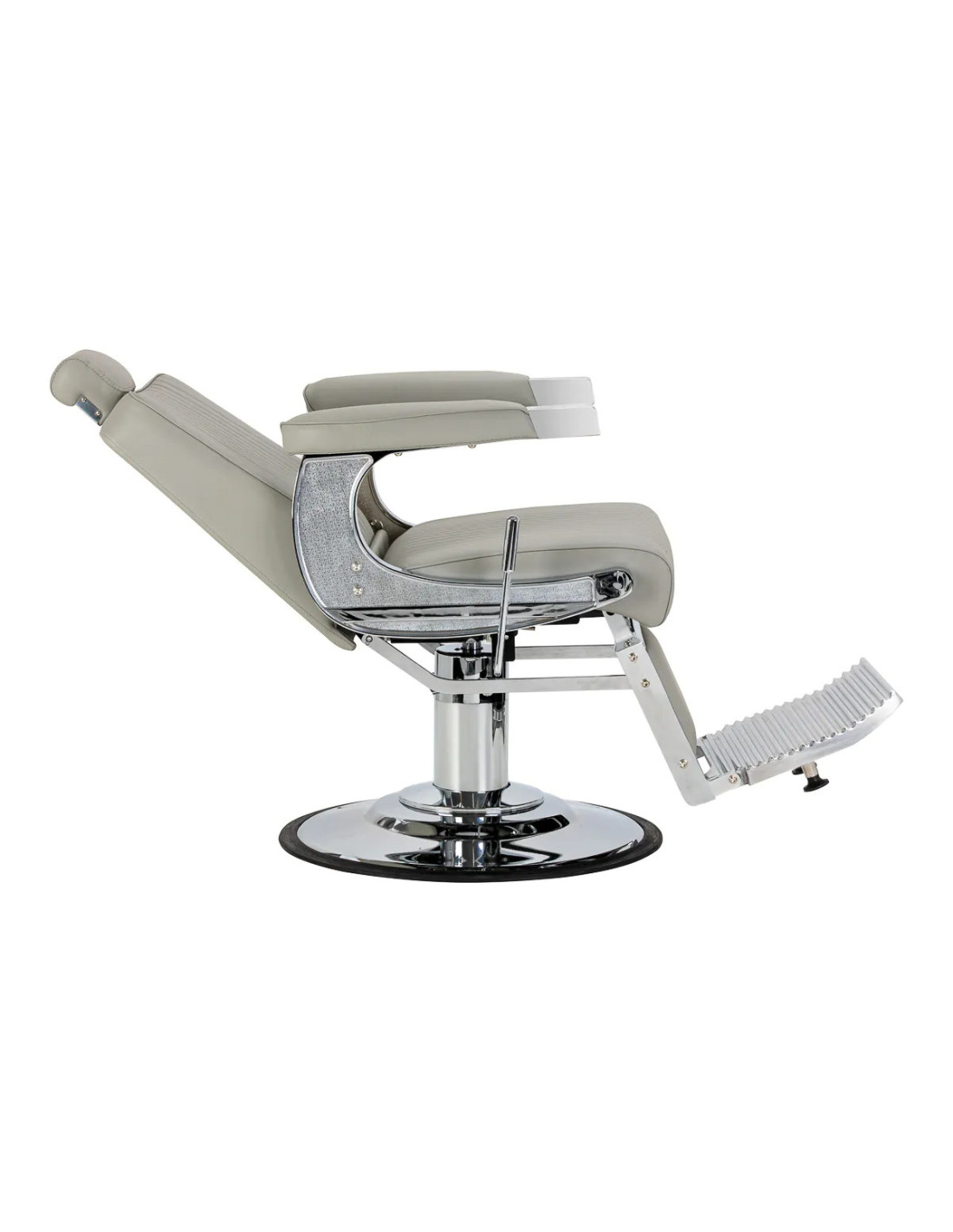 SALVATORE Barberstuhl , Grau & Chrom – Hydraulisch verstellbar 