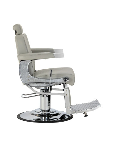 Fauteuil Barbier SALVATORE Gris & Chrome – Hydraulique Inclinable Pro 