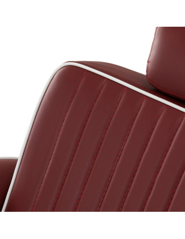 Sillón de barbero SALVATORE, roja y cromada – Reclinable hidráulicamente Pro 