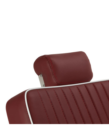 Sillón de barbero SALVATORE, roja y cromada – Reclinable hidráulicamente Pro 