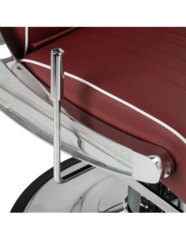 Sillón de barbero SALVATORE, roja y cromada – Reclinable hidráulicamente Pro 