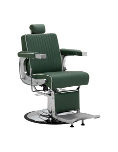 SALVATORE Fotel barberski , groen en chroom – hydraulisch verstelbaar