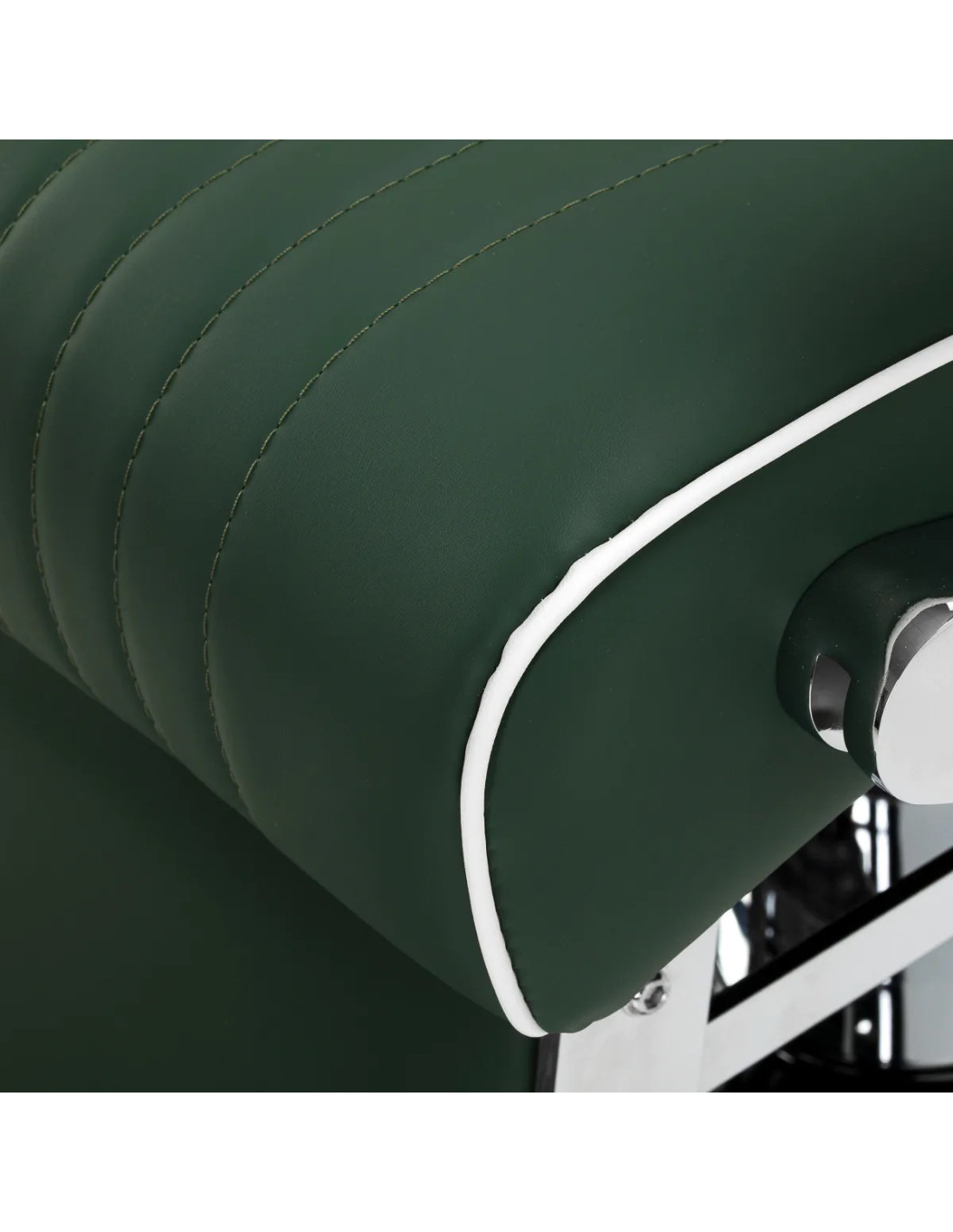 Sillón de barbero SALVATORE, verde y cromada – Reclinable hidráulicamente Pro 
