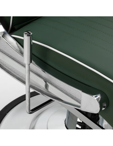 SALVATORE Barber chair , Green & Chrome – Hydraulic Reclining Pro 