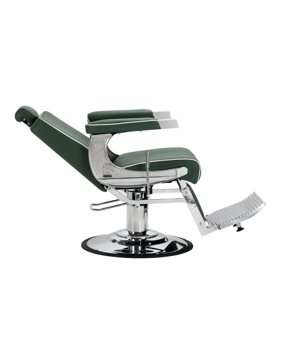 SALVATORE Fotel barberski , groen en chroom – hydraulisch verstelbaar 
