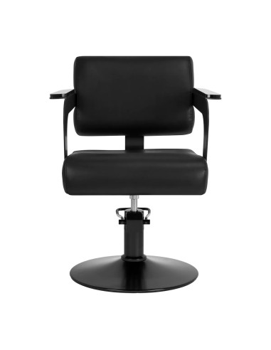 Sillón de peluquería GABRIELLA, color negro, giratorio 360° hidráulico