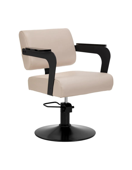 GABRIELLA Friseurstuhl, Beige & Schwarz – 360° drehbar & hydraulisch verstellbar
