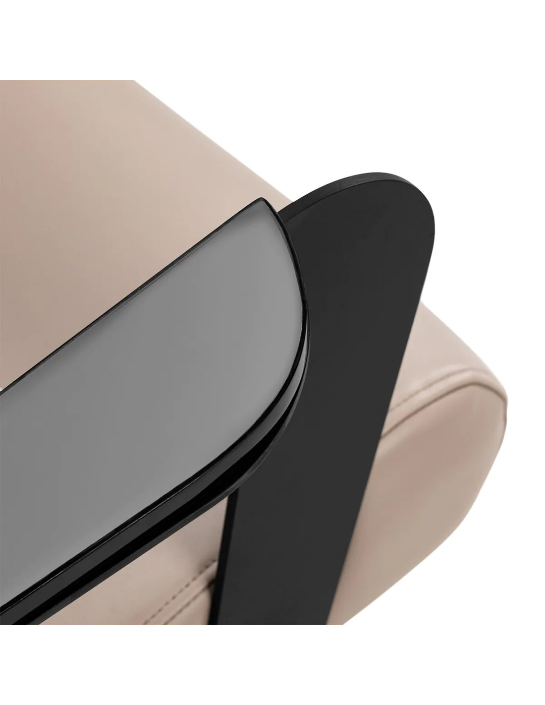 Sillón de peluquería GABRIELLA, beige y negro, giratorio 360° y elevación hidráulica