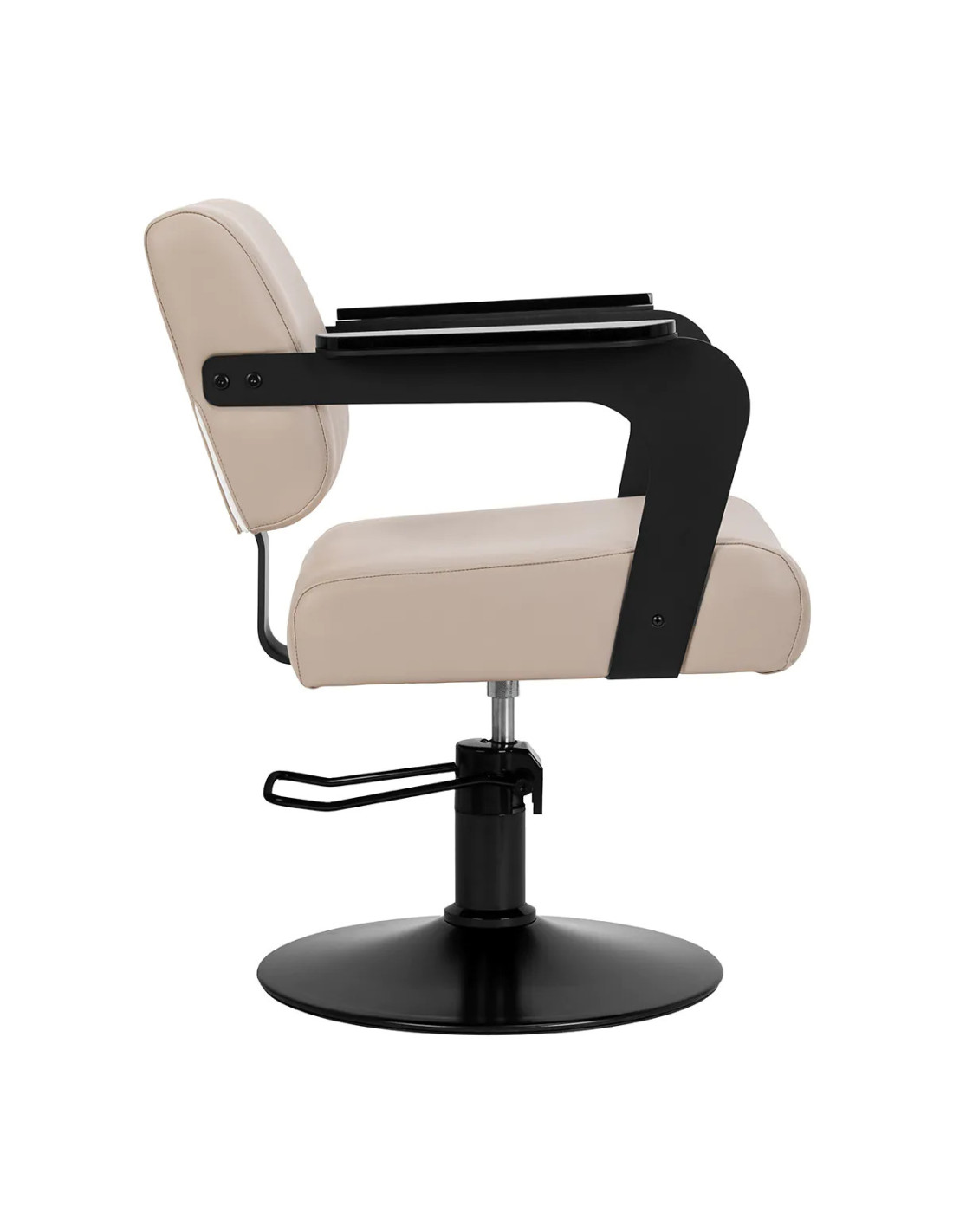 GABRIELLA Friseurstuhl, Beige & Schwarz – 360° drehbar & hydraulisch verstellbar