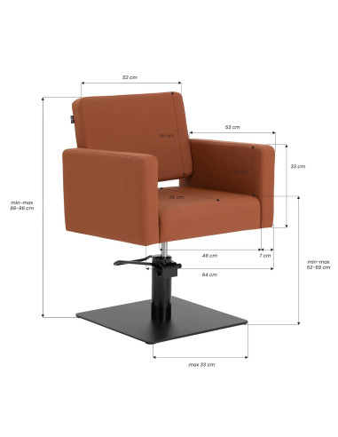 Fauteuil de coiffage STEFANIA Marron Terracotta 