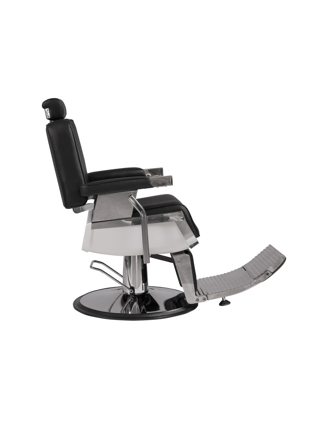 Fauteuil barbier industriel Steel Vintage – inox & cuir strié