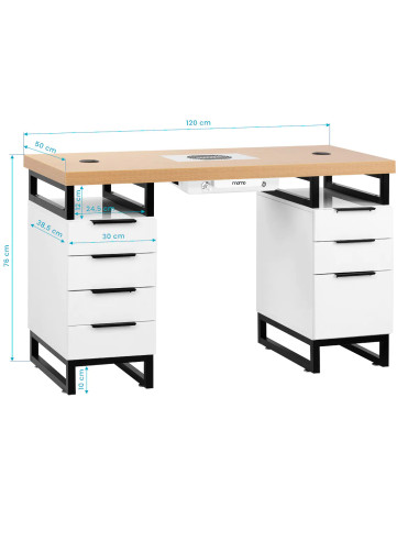 Venezia Lux Manicure Table Wood & Black – Industrial Style & Professional Comfort