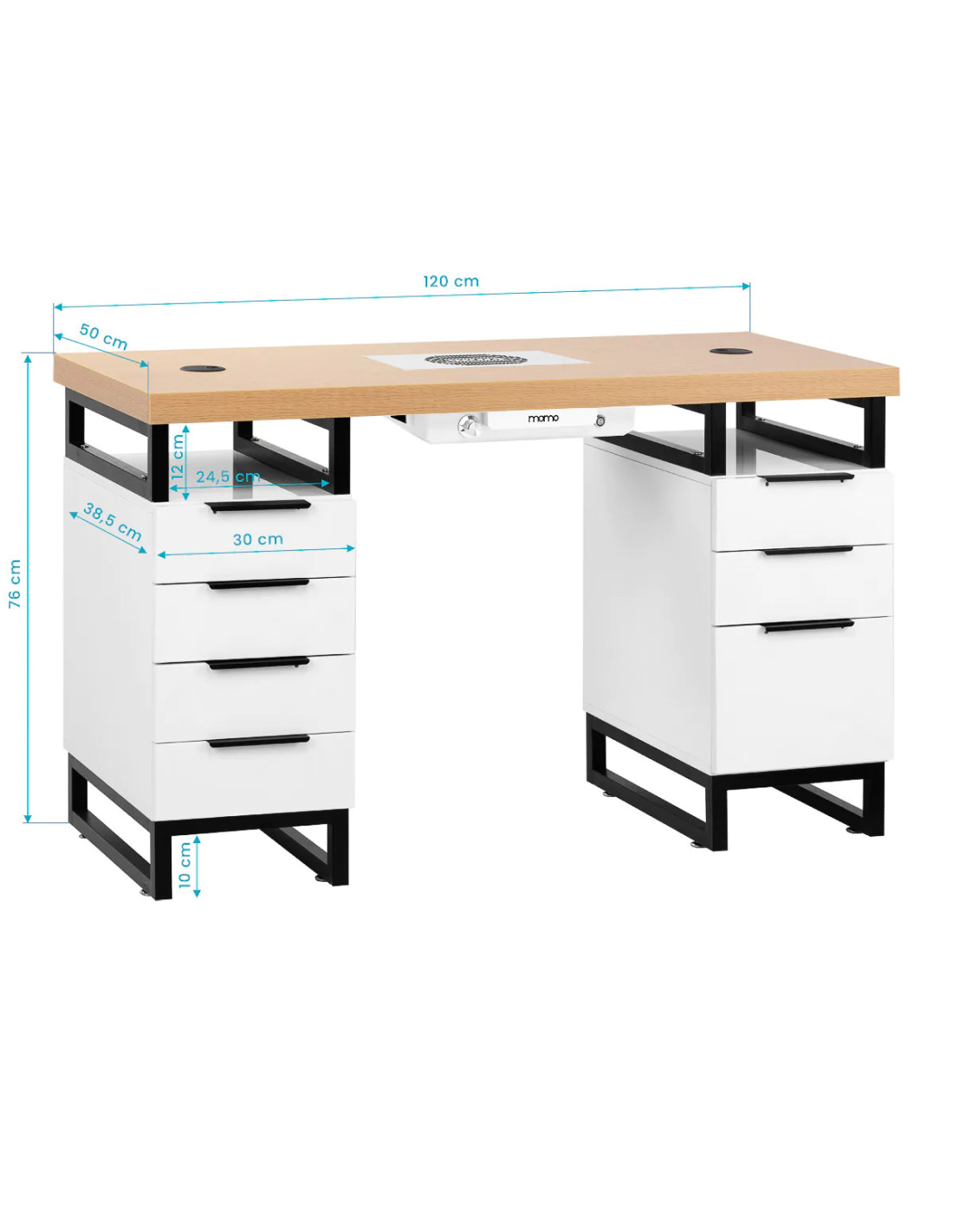 Table de Manucure Venezia Lux Bois & Noir – Style Industriel & Confort Pro