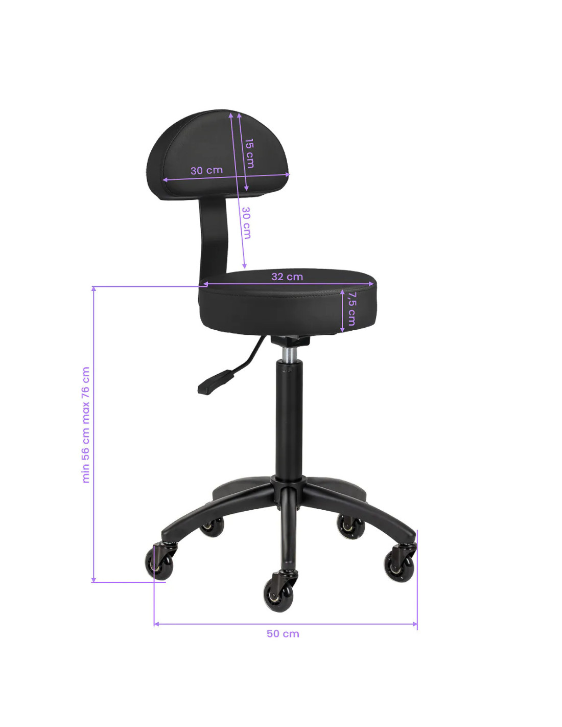 Taburete de peluquería STEFANIA Full Black – Ergonomía profesional