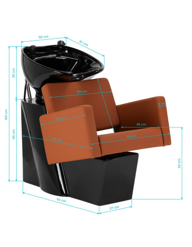 STEFANIA Shampoo unit – Hairdressing Wash Station, Terracotta Brown 