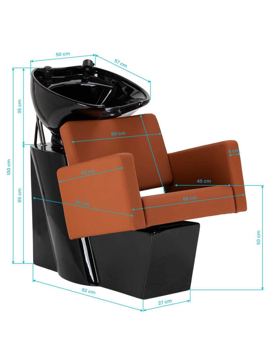 STEFANIA Shampoo unit – Hairdressing Wash Station, Terracotta Brown 