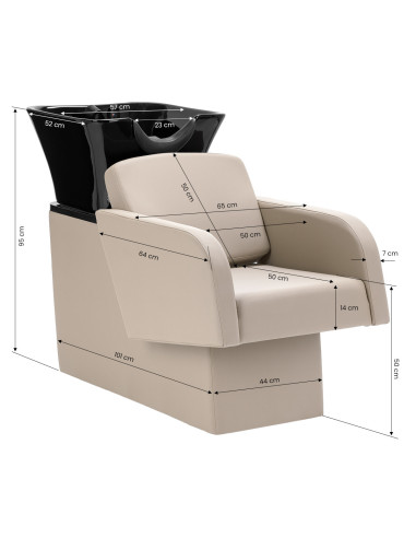 Bellagio-Z Grau-Beige Rückwärtswaschbecken – Professionelles Friseurwaschbecken 