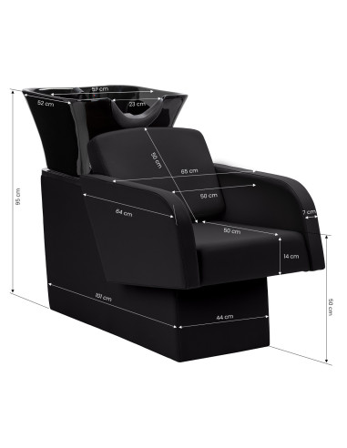 Lavacabezas negro Bellagio-Z: lavabo profesional para peluquería 