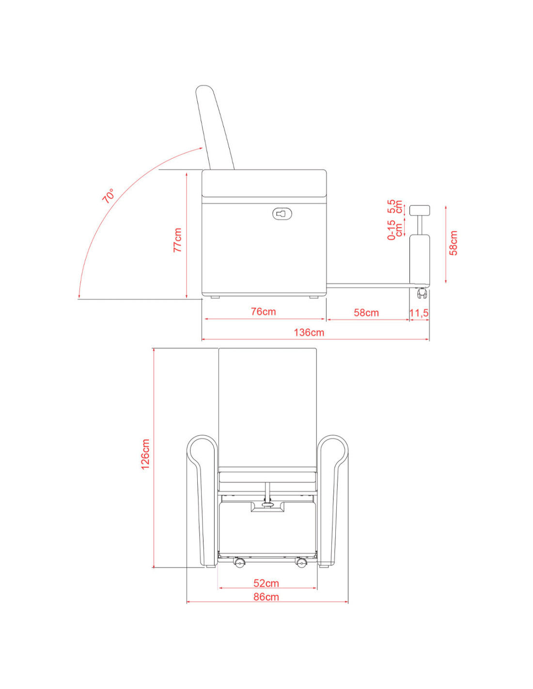 Sillón de pedicura reclinable profesional de lujo Pedispa blanco